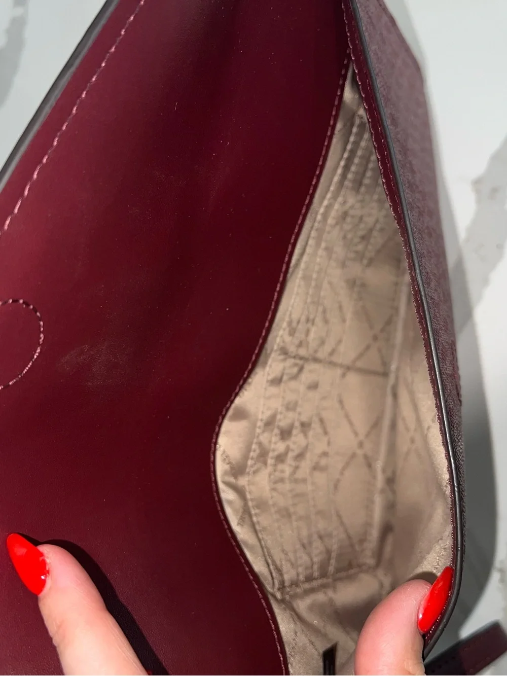 Michael Kors Maroon Structured Tote with Matching Pouches - Picture 9 of 12